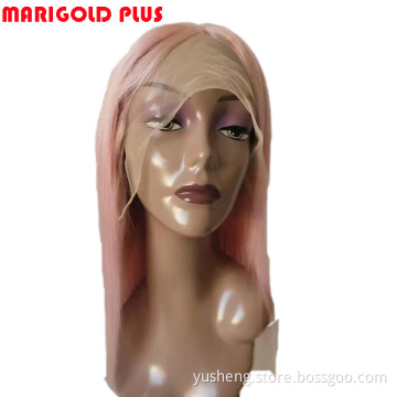 human hair wig with pink color